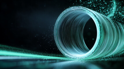 Fototapete - A futuristic abstract representation of motion, showcasing dynamic light effects and a swirling pathway, perfect for design projects.