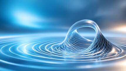 Poster - A mesmerizing abstract representation of rippling waves and a vortex, illustrating the beauty of physics and fluid dynamics.