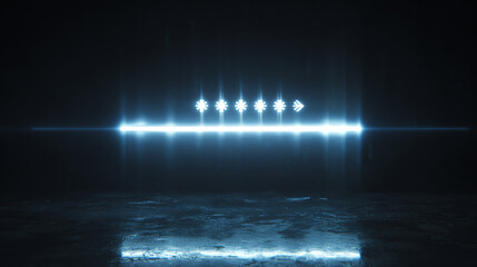 Poster - A modern, abstract image featuring bright light beams against a dark backdrop, ideal for digital projects and design elements.