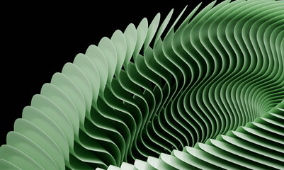 Poster - Modern 3D Green Wave Pattern with Fluid and Dynamic Shapes