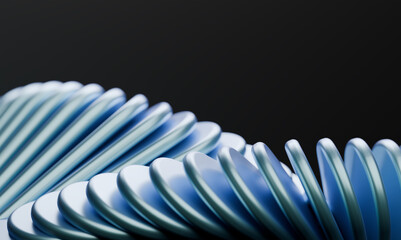 Poster - Abstract 3D Wallpaper with Fluid Metallic Curves and Blue Gradient