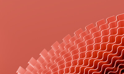 Fototapete - Minimalistic Red and White Curved Shapes for Digital Design