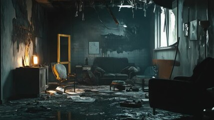 Aufkleber - A living room scene featuring a chair and a fire hydrant, possibly as a decorative piece