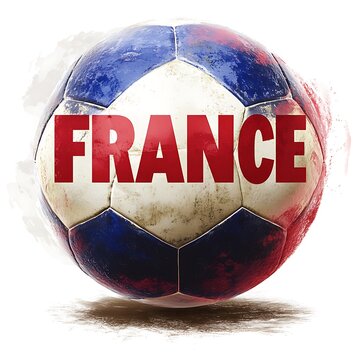 Worn soccer ball with the word france.