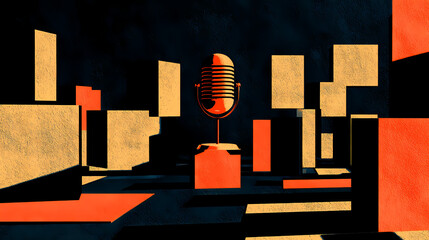Wall Mural - microphone pedestal symbol