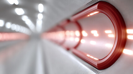 Aufkleber - Futuristic tunnel featuring glowing lights, representing advanced transportation technology and urban infrastructure.