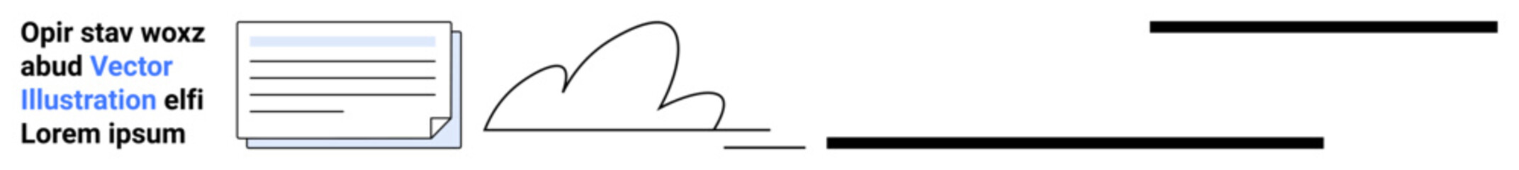 Text document next to cloud graphic and horizontal lines symbolizing connection, data sharing, or workflow. Ideal for digital file management, cloud storage, technology, data, communication