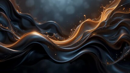 Poster - Abstract Black and Gold Fluid Motion with Sparkling Particles Video Background