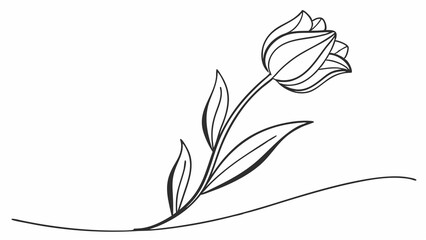 A single continuous line drawing of a tulip.