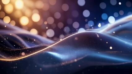 Poster - Abstract Digital Waves with Bokeh Lights and Sparkling Particles Animation