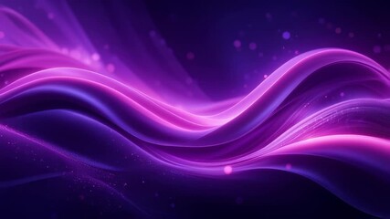 Poster - Abstract Purple Waves Flowing with Luminous Particles and Soft Glows Video