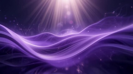 Poster - Abstract Purple Waves with Light Rays and Particle Effects Video