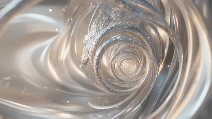 Poster - Abstract Silver Swirl Tunnel: Hypnotic Metallic Rings and Light