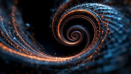 Poster - Abstract Spiral: Glowing Lines and Particles in Motion, Dark Background