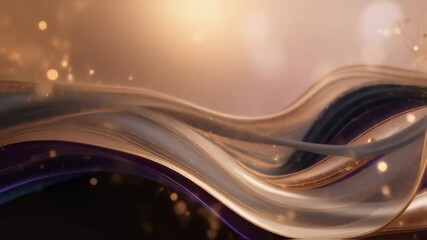 Poster - Abstract Video of Flowing Metallic Waves with Golden Light and Sparkles