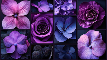 Poster - Purple floral arrangement featuring various blooms in shades of violet and lavender for vibrant decor inspiration
