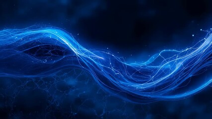 Poster - Electric Blue Energy Waves Flowing Across a Dark Background Video