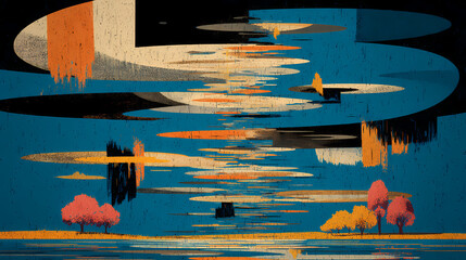 Wall Mural - A surreal dreamscape where reality is fractured and distorted, featuring floating islands and shifting landscapes that defy logic. illustration. Fractured Logic. Illustration
