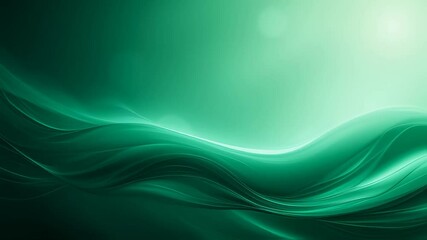 Poster - Emerald Green Abstract Waves Flowing Gently with Subtle Light Transitions