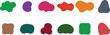 © creatix - Abstract colorful paint blob icon set with organic shapes and brushstroke style in playful design aesthetic