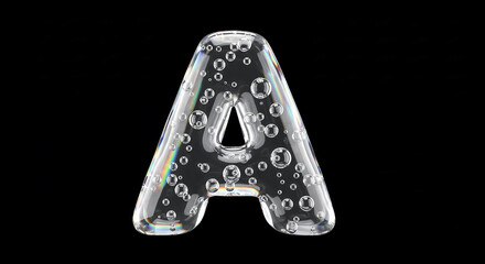 Aufkleber - Soap bubbles forming the letter a on a black background