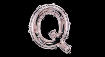 Poster - Letter q made of water bubbles on black background