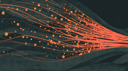Wall Mural - abstract glowing light trails with sparkles on a dark background, symbolizing speed and digital inno
