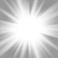 Fototapete - Halftone gradient sun rays pattern. Abstract halftone vector dots background. monochrome dots pattern. Vector background in comic book style with sunburst rays and halftone. Retro pop art design.