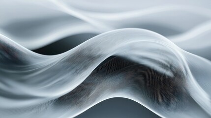 Poster - Abstract Gray Waves: A Serene Digital Art Piece