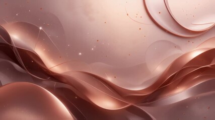 Poster - Rose Gold Abstract Waves with Sparkling Particles: A Gentle Motion Background