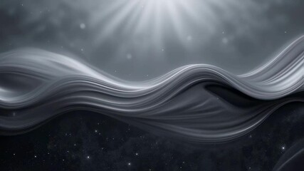 Poster - Silver Wave Flowing Over Starry Night Sky: Abstract Motion Background Video