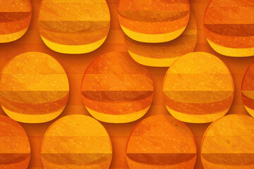 Aufkleber - Seamless pattern of abstract orange and yellow burger shapes creating vibrant and playful texture. layered design adds depth and interest, perfect for backgrounds or textiles