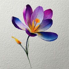 Poster - botanical watercolor illustration saffron crocus Vibrant watercolor flower illustration on textured background. white background