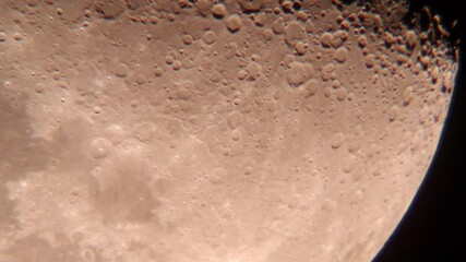 Canvas Print - half moon video through a telescope with turbulent atmosphere..