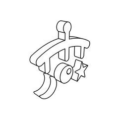 Poster - The outline of a large baby mobile is made with black lines. 3D view of the object in perspective. Vector illustration on white background