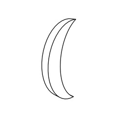 Poster - The outline of a large crescent symbol is made with black lines. 3D view of the object in perspective. Vector illustration on white background
