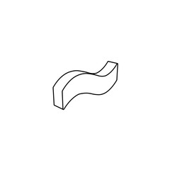 Poster - The outline of a large tilde symbol is made with black lines. 3D view of the object in perspective. Vector illustration on white background