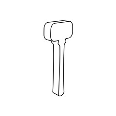 Poster - The outline of a large mallet symbol is made with black lines. 3D view of the object in perspective. Vector illustration on white background