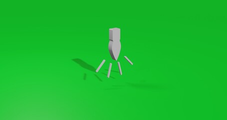 Poster - Isolated realistic white garland light bulb symbol front view with shadow. 3d illustration on green chroma key background