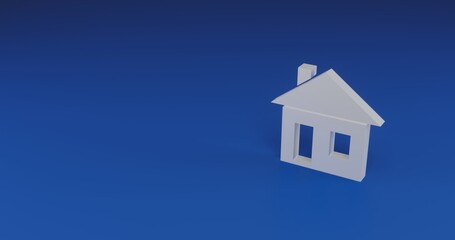 Poster - Isolated realistic white house symbol with shadow. Located on the right side of the scene. 3d illustration on transparent background