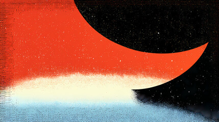 Wall Mural - Grainy blue orange black background, abstract color gradient wave shape noise texture poster header banner wallpaper cover design. Shape Interference. Illustration