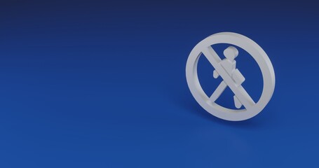 Poster - Isolated realistic white pedestrian traffic prohibited sign with shadow. Located on the right side of the scene. 3d illustration on transparent background