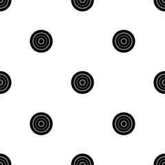 Poster - Seamless pattern of repeated black checker game symbols. Elements are evenly spaced and some are rotated. Illustration on transparent background