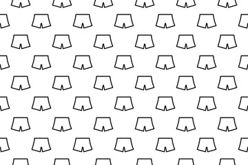 Poster - Seamless pattern completely filled with outlines of shorts symbols. Elements are evenly spaced. Illustration on transparent background