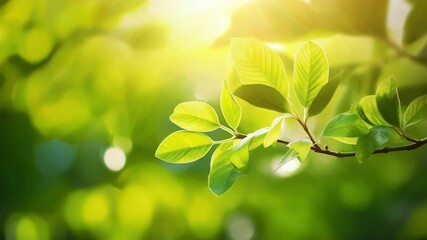 Aufkleber - Nature's Embrace: A sunlit tree branch, displaying the lush green of the leaves. a symbol of freshness and life, inviting viewers to immerse themselves in the invigorating natural world.