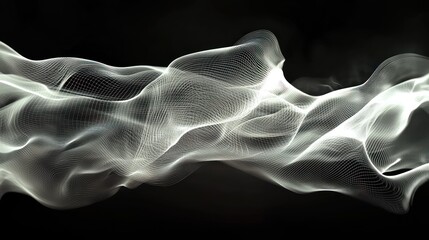 Poster - Abstract White Wave Digital Art: A Mesmerizing Flow of Light and Shadow