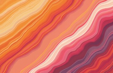 Aufkleber - Abstract artwork with wavy lines. Diagonal retro background with orange, pink, red colors. Modern minimalist design, fluid shapes, creative concept for posters, flyers, business cards. Decorative