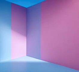 Poster - Color block abstract: A striking perspective showcasing the interplay of light and shadow across colorful interior walls, creating a sense of modern design.