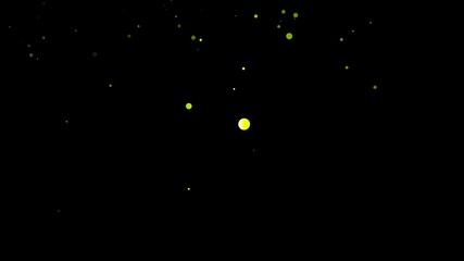 Wall Mural - colorful yellow neon particles on floor, loop transparent video, motion background
