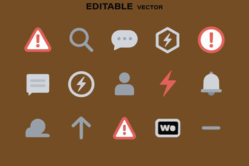 Poster - Set of Flat Design Vector Icons for User Interface and Web Applications on Brown